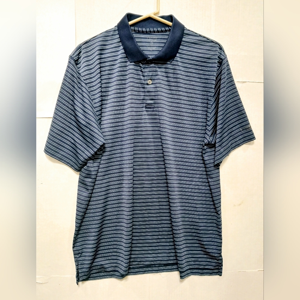 Izod Blue Striped Polo Shirt Classic Casual Style